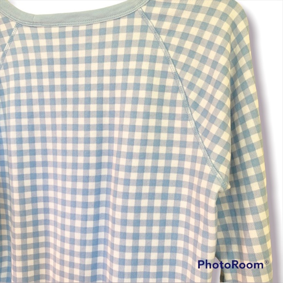 Draper James Natalie Sweatshirt Pullover Light Blue Gingham Size Small - Picture 10 of 10